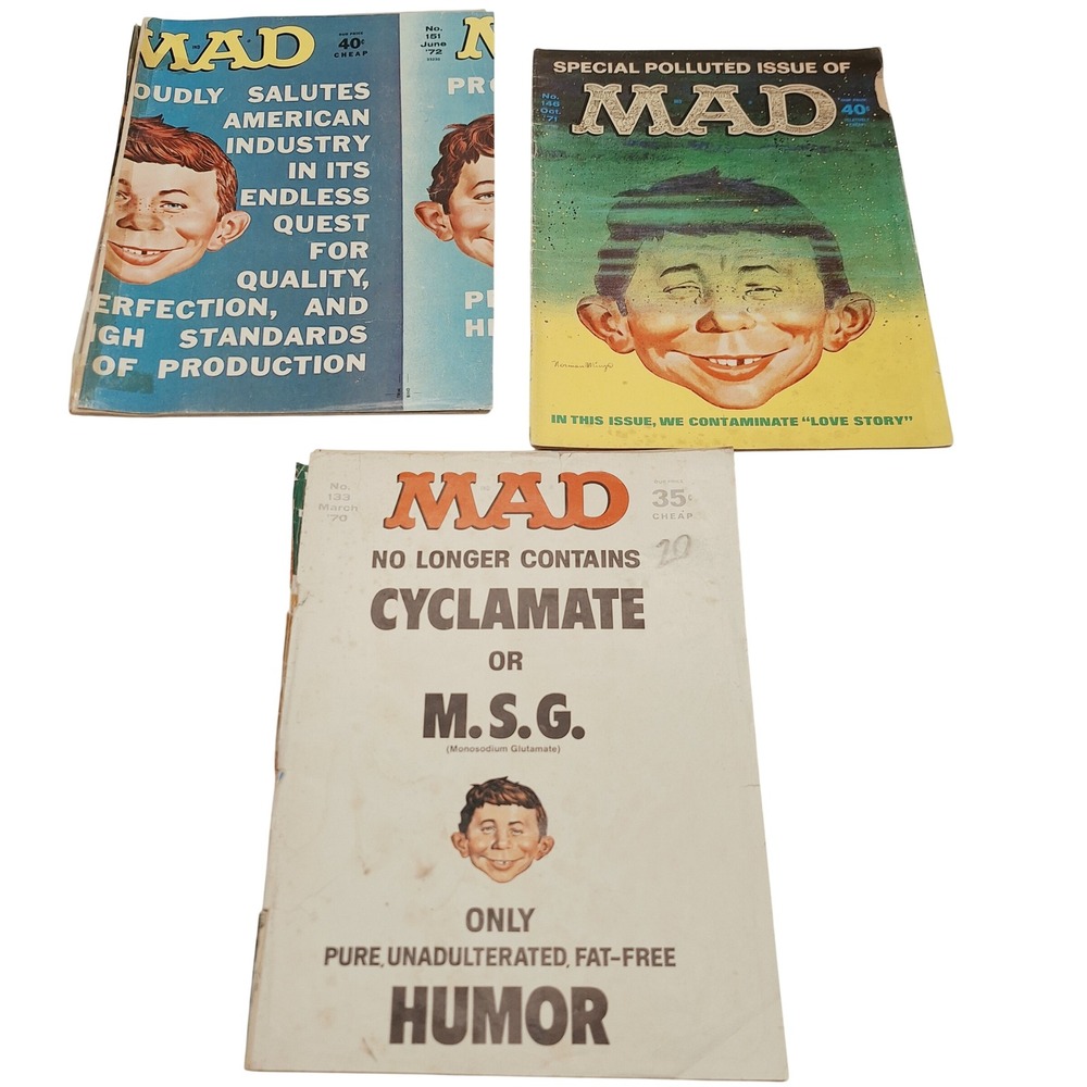 Vintage MAD Magazine Lot 3 Issues No 133 146 151 1970 1971 1972 Alfred E Neuman